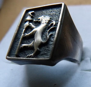 ANELLO UOMO SCUDO con Stemma ARGENTO Brunito 925/1000 - Picture 1 of 6