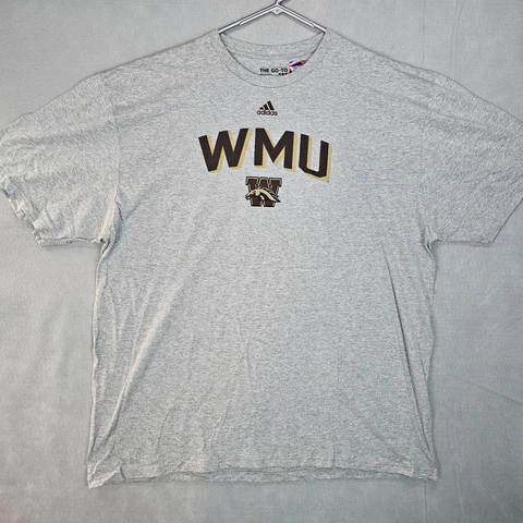 Western Michigan Broncos Adidas Go-To Tee Shirt Mens 2XL Grey WMU T-Shirt Cover