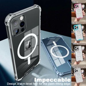 For iPhone 16 15 14 13 12 11 Clear Case Magnetic MagSafe Shockproof Airbag Cover - Zdjęcie 1 z 28