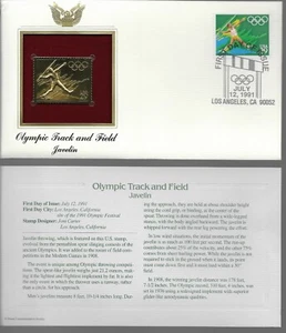 Olympic Track & Field-Javelin-1st day issue-Golden Replica - Picture 1 of 1