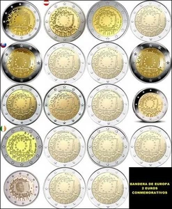 manueduc   2  Euros CONMEMORATIVOS  2015  BANDERA EUROPA  TODOS PAÍSES  NUEVOS - Picture 1 of 21