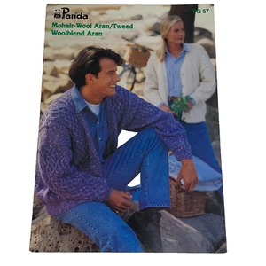 Panda Knitting Leaflet PG57 Mohair-Wool Aran/Tweed Woolblend Aran Ladies & Mens - Picture 1 of 5