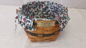 LONGABERGER Christmas Collection1994 Edition Jingle Bell Basket with Holly Liner - Picture 1 of 9