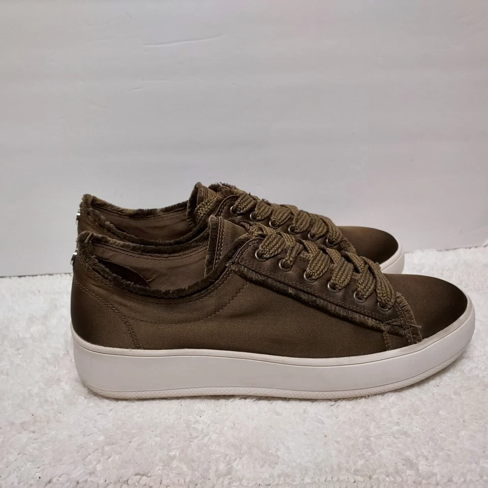 Mossimo Supply Satin  Sneakers Womens Sz 11 Skater Shoes Fringed Y2K Grunge Grn - Image 1 of 4