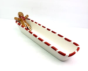 Chad Barrett Creative Co-Op 14 1/4" x 4" Ceramic Candy Cane Edge Cracker Dish - Picture 1 of 6