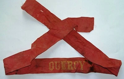 Relique Marine 1940 WWII Croiseur Aux. QUERCY Ruban légendé ORIGINAL CAP TALLY  - Photo 1/3