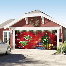 7x16フィート メリークリスマス ガレージドア バナー グリンチ ドアカバー 屋外用 大型バナー