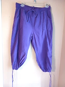 ERIKA~BLUPURPLY Drawstring CROPPED CAPRIS NWOT'S M 10 Cotton Gauze FREE SHIP - Picture 1 of 5