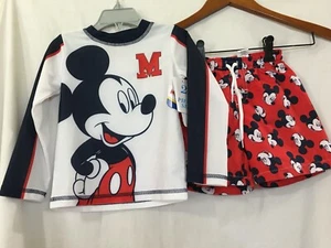 New Disney Boys Mickey Mouse Rash Guard Shirt and Short Set UPF 50+ 2T,4T,5T - Picture 1 of 4