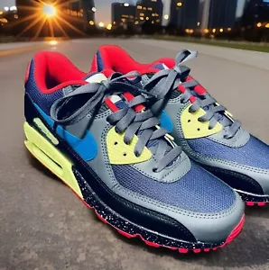 NUEVO NIKE iD AIR MAX 90 TALLA 9 US 40.5 931896-991 Multicolor Negro Rojo Azul RARO - Imagen 1 de 7