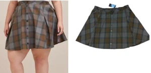Torrid Plus Size 2 Sexy Outlander Tartan Plaid Twill Woven Mini Skater Skirt New - Picture 1 of 3