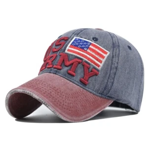 US Army American Flag Hat - Tactical Stap Back Baseball Cap - Blue and Red - Picture 1 of 2