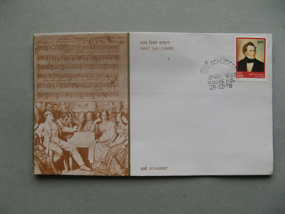 INDIA, cover FDC 1978, Schubert, composer music - Image 1 of 1