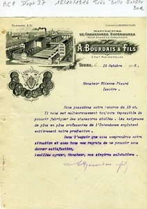 Dépt 37 - Tours 7 Rue des Halles - Très Belle Entête d'une Manufacture de 1916 - Picture 1 of 1