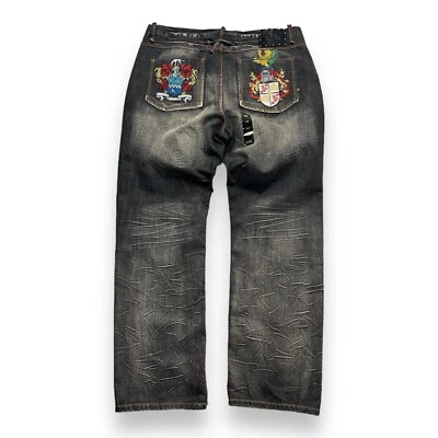 Jeans vintage Y2K Deadstock Akademiks bordado folgado estilo hip hop 44 - Imagem 1 de 4