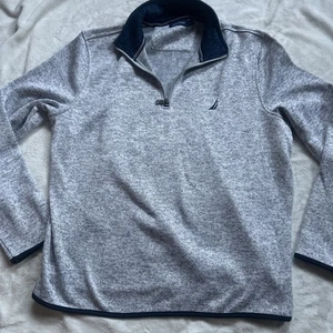 Nautica 1/4 Zip Pullover Sweatshirt Jacket Gray with Navy Highlights Large - Picture 1 of 6