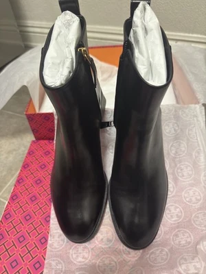 Tory Burch Casual Zip Up Leather Bootie- Black- Size 8 NIB - Image 1 of 4