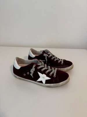 Трендовые туфли Golden Goose, женские, уникальный бархат темно-красный. - Изображение 1 из 4