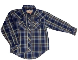Wrangler Western Plaid L/S Shirt Green/Blue Plaid 100% Cotton Youth Small 5-6 - Picture 1 of 5