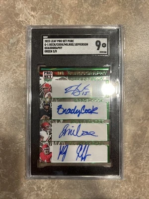 2023 Leaf Pro Set Pure Quad Auto Beck,Brady, Milroe, Jefferson /8 SGC 9 - Image 1 of 2