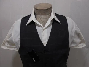 Murano Men Suit Waistcoat Vest Coat Tuxedo Formal Wedding L Gray Blue Ticket $80 - Picture 1 of 10