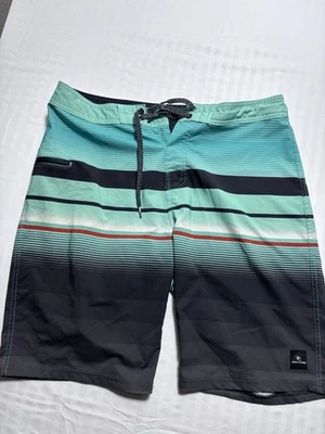 Rip Curl Mens Size 33 Teal Green Striped Board Shorts Swim Trunk Surfing Mirage - Image 1 of 4