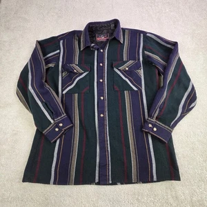 Vintage Backpacker Sportswear Herren L Langarm Acryl gestreift Knopfleiste Hemd - Bild 1 von 9