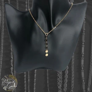 Womens Gold Tone Linked Disc Charms Pendant Dainty Chain Necklace Alloy Jewelry - Picture 1 of 4