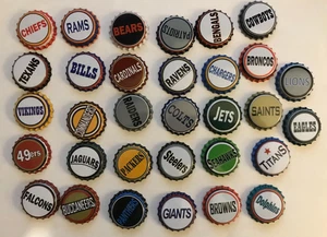 Nuevo juego completo de tapas de botellas de la NFL de los 32 equipos - Imagen 1 de 1
