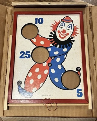 Tablero de juego de lanzamiento de bolsa de frijoles payaso vintage con marco oscilante Foto 1 de 4