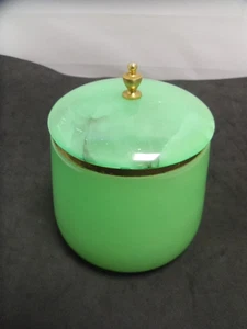 Lidded Green Alabaster Pot Made in Italy - Picture 1 of 12