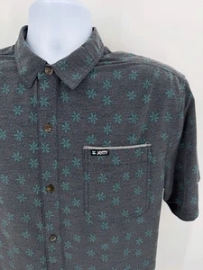Jetty Men's Large Hawaiian Floral Stretch Shirt Gray Green Modern Preppy Easy - Picture 1 of 7