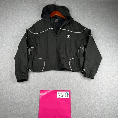 Under Armour Project Rock Windbreaker Hoodie Jacket Womens Small Full Zip Active - Image 1 of 4