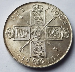 1912 AU George V Florin Silver Coin - Picture 1 of 4
