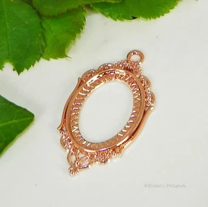 25x18 ovaler rosévergoldeter Cabochon (Kabine) Tropfenfassung (#C1-40) - Bild 1 von 2