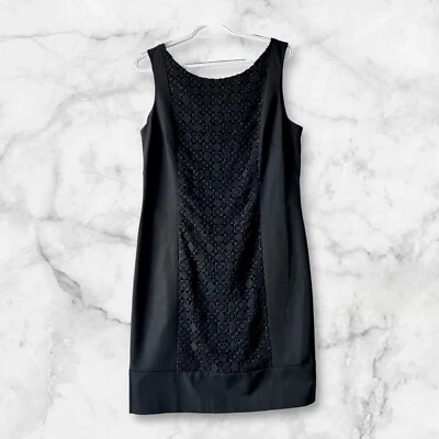 Vestido Banana Republic Negro Patrón Crochet Para Mujer Talla 12 Cremallera Espalda Clásico Fiesta Foto 1 de 4