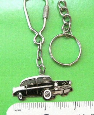 '56 1956 CHEVROLET Belair Hardtop - key chain , keychain GIFT BOXED bk/wh - Image 1 of 4