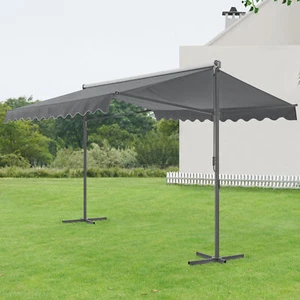 Standmarkise Gartenmarkise Markise mit Faltarm Kurbel Dunkelgrau 600x300x260cm - Bild 1 von 7