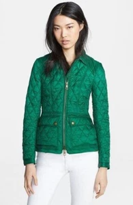 Women Burberry Ivymoore Jacket Quilt Dark Pigmet Green Jacket Full Zip Size M - Picture 1 of 10
