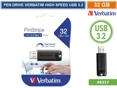 PEN DRIVE VERBATIM 49317 USB 3.2 DATA TRAVELER 32GB PENNETTA CHIAVETTA - Immagine 1 di 3