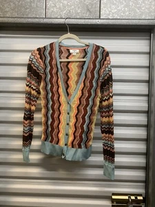Suéter Cárdigan Missoni Chevron Mujer Botón Frontal Multicolor M - Leer - Imagen 1 de 10