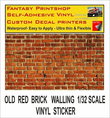 SCALEXTRIC SLOT CAR 1/32 OLD RED BRICK BUILDING STICKERS DECALS SHEET 1 L VINYL - Image 1 of 4