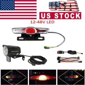12-48V E-bike Headlight Tail Rear Lights LED Brake Lamp Electric Bike Light USA - Picture 1 of 11