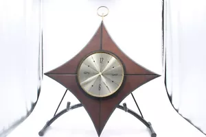 Vintage Mid Century Modern Diamond Elgin Wall Clock - working - Picture 1 of 3