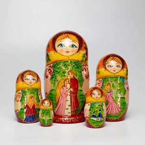 5pcs 18cm / 7" Fairy Tale Genuine Matryoshka Russian Nesting Dolls - Picture 1 of 2