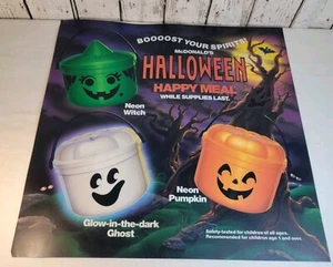 Vintage McDonald’s 1990 Halloween Bucket Pail Translite Sign 22x22 Display - Picture 1 of 8
