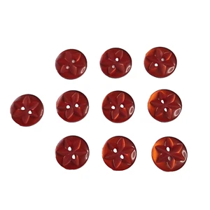 10 Orange Red With Star Shape Engraved Buttons 14mm 2 Hole Round Flat - Sewing - Imagen 1 de 4