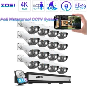 ZOSI 4K 16CH POE Security Camera System 4TB HDD Two Way Audio Color Night Vision - Picture 1 of 13