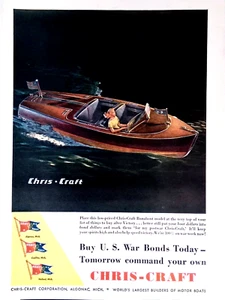 Pubblicità Stampa Patriottica 1944 Chris-Craft Boats Motoscafo Acquista obbligazioni di guerra 8x11 - Foto 1 di 4