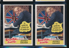 Lot (2) 1990 Topps Spitting Image Jeffrey Archer Load of Rubbish  (FX43) SSW6